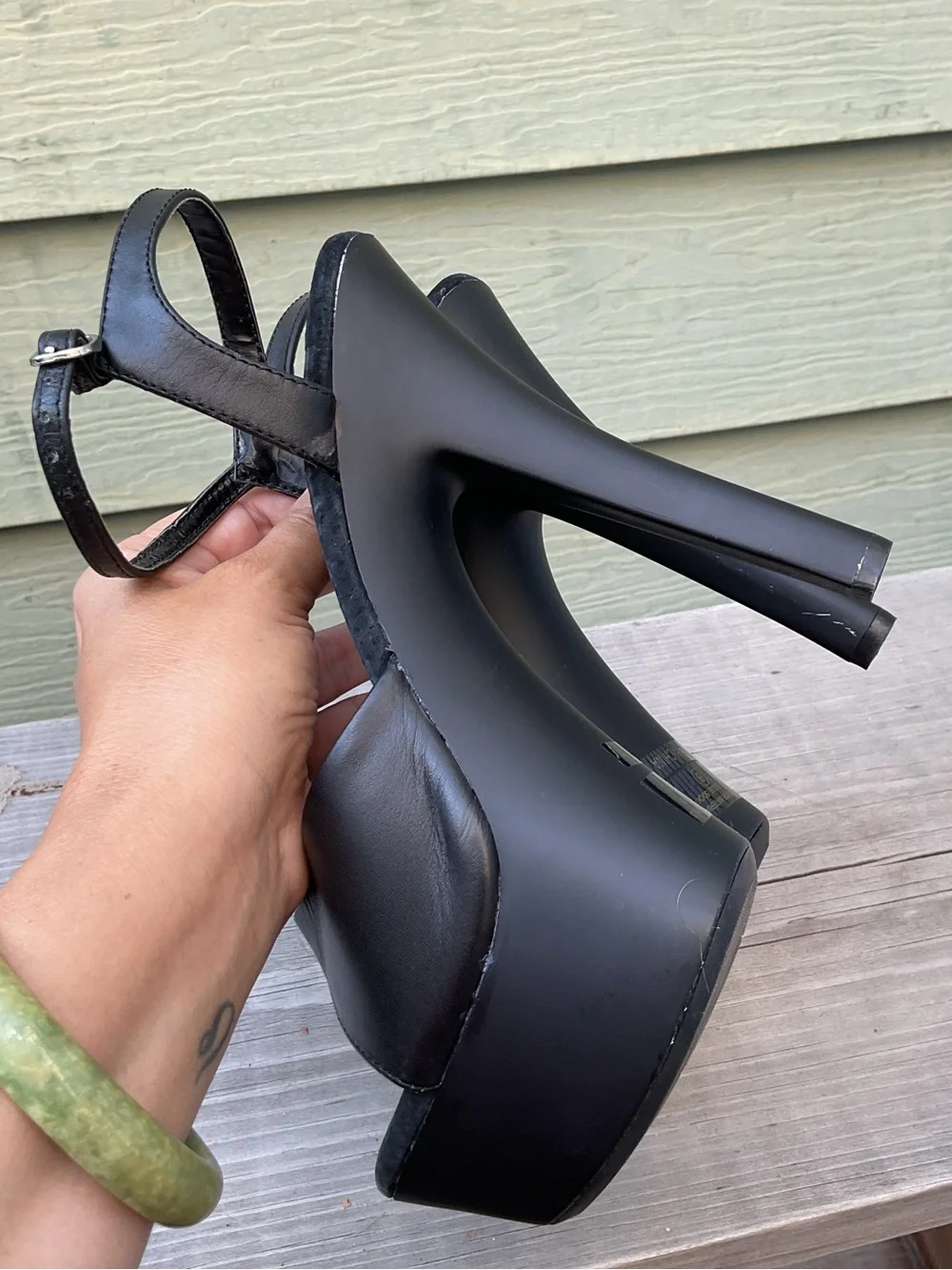 Elle Black Platform Stiletto Sandals with Ankle Strap